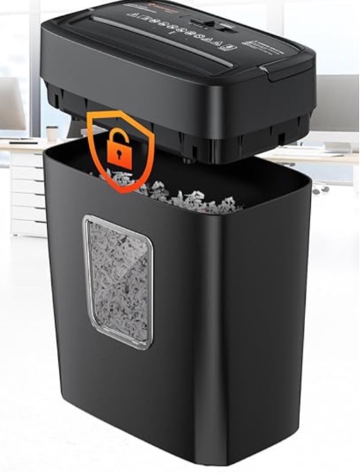 Bonsaii Paper Shredder, 8-Sheet Crosscut Shredder with 4.2 Gallon Bin Shred Credit Card/Mail/Staple/Clip, P-4 Security Level Document Shredder with Handle for Home Office (C261-C)