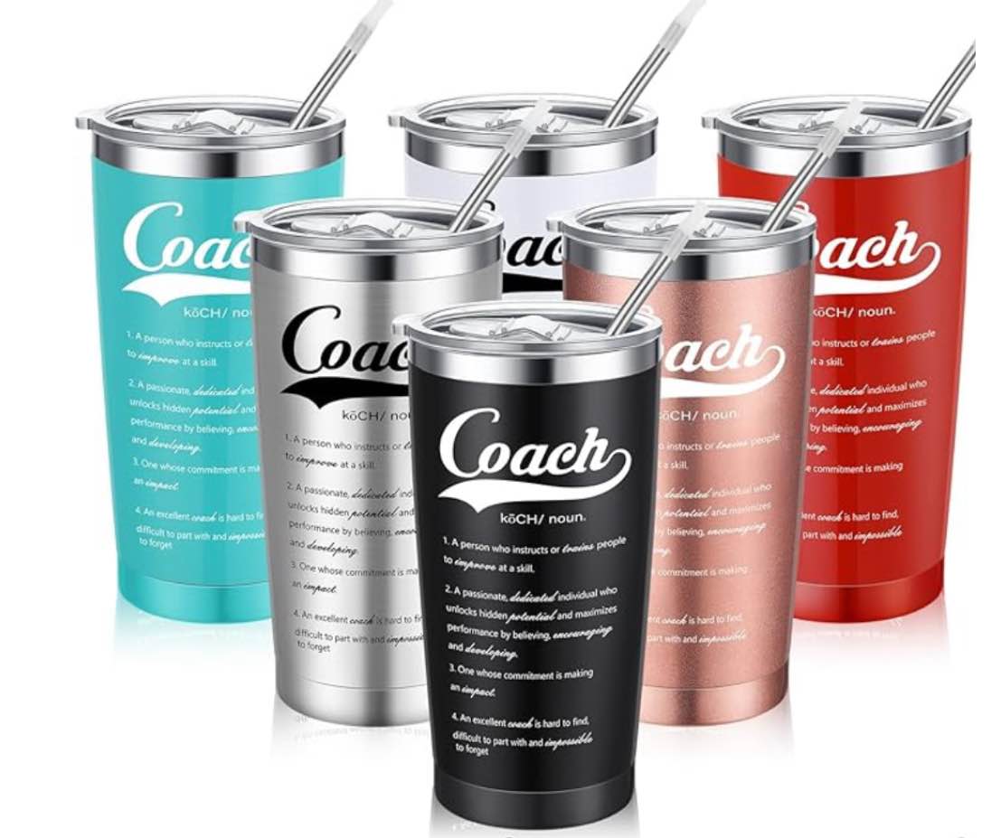 Ziliny 6 Pcs Coach Gifts for Men Women 20 oz Coach Thank You Gifts Stainless Steel Tumbler Insulated Coach Appreciation Gifts for Baseball Basketball Soccer Volleyball Coach (Coach Appreciation Gifts)