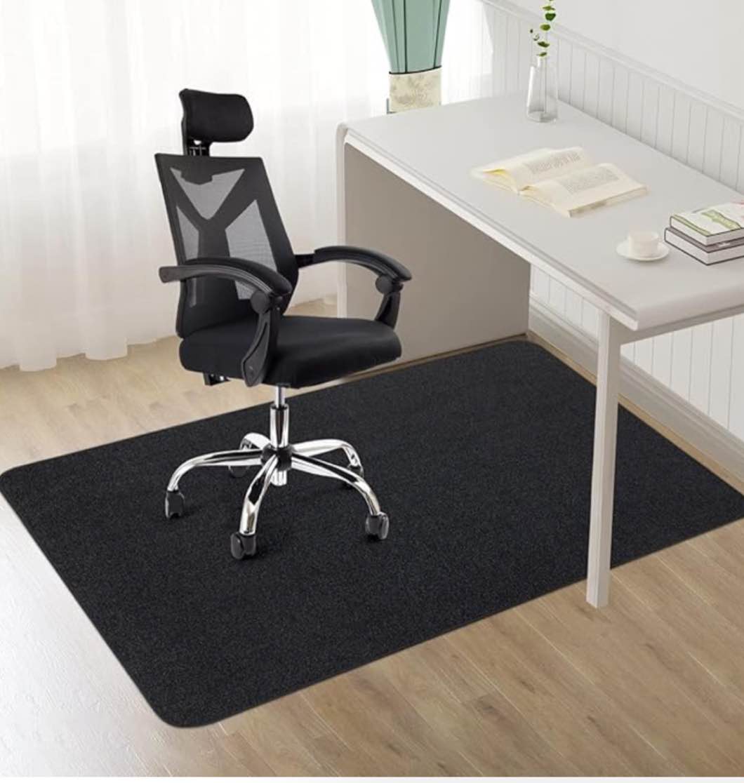 Office Chair Mat for Hardwood & Tile Floor, 55"x35" Computer Gaming Rolling Chair Mat, Under Desk Low-Pile Rug, Large Anti-Slip Floor Protector for Home Ofiice (Black)