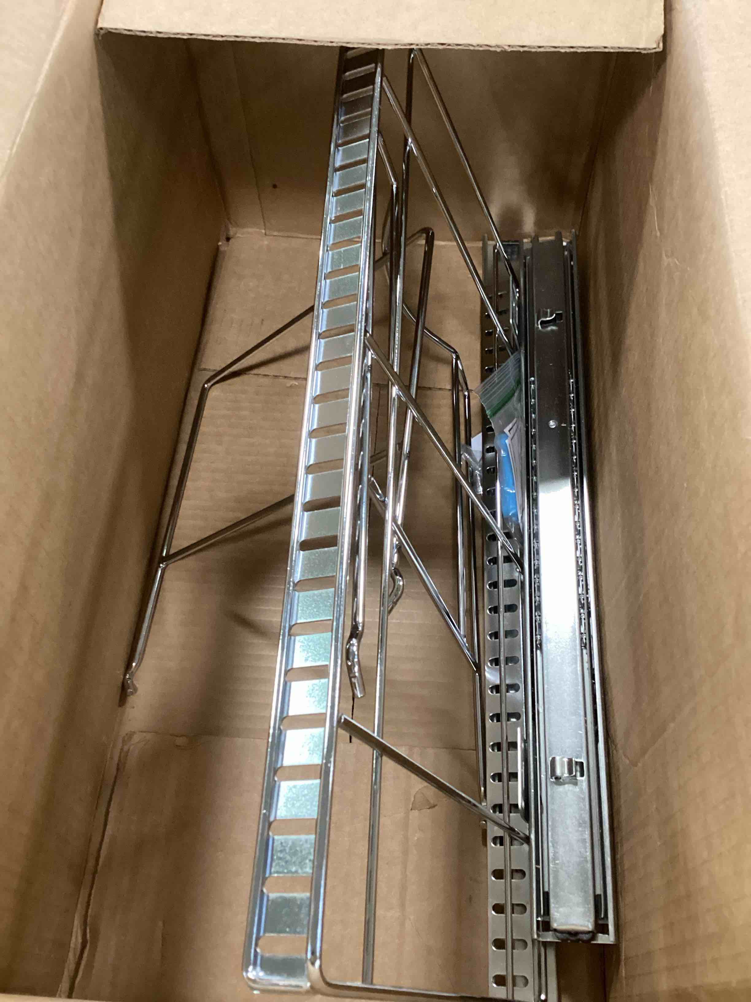 ROONOVA: Pull Out Bin Rack | Durable Chrome Finish & Adjustable Frame | Heavy Duty Steel | Slides Under Kitchen Cabinet | Trash Can Clips | Compatible with Various Size Bin | Trash Can Not Included