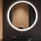 S·BAGNO 24’’ Round Led Bathroom Mirror with Lights, Backlit and Front Lighted, Wall-Mounted Vanity Mirror, 3 Color Mirror Inside Bluetooth Speaker, Auto Anti-Fog Smart Mirror
