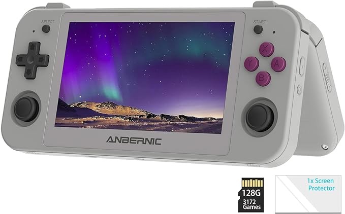 RG505 Handheld Game Console Android 12,Unisoc Tiger T618 Built-in 128G Pre-Loaded 3172 Games,Gyroscope Sensor and 4.95 inch OLED Touch Screen Google Play Store (RG505-Grey-new)