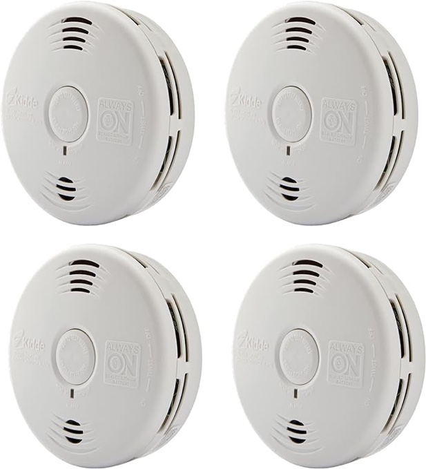 Kidde Smoke & Carbon Monoxide Detector Combo, 10-Year Battery, Replacement Alert, (Pack of 4)