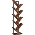 HOOBRO Tree Bookshelf, 9-Tier Bookcase Wooden Shelves, Floor Standing Storage Rack, for Display of CDs, Books in Living Room, Home Office, Rustic Brown BF08SJ01