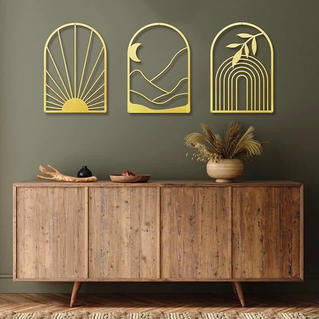 Gold Boho Metal Wall Decor