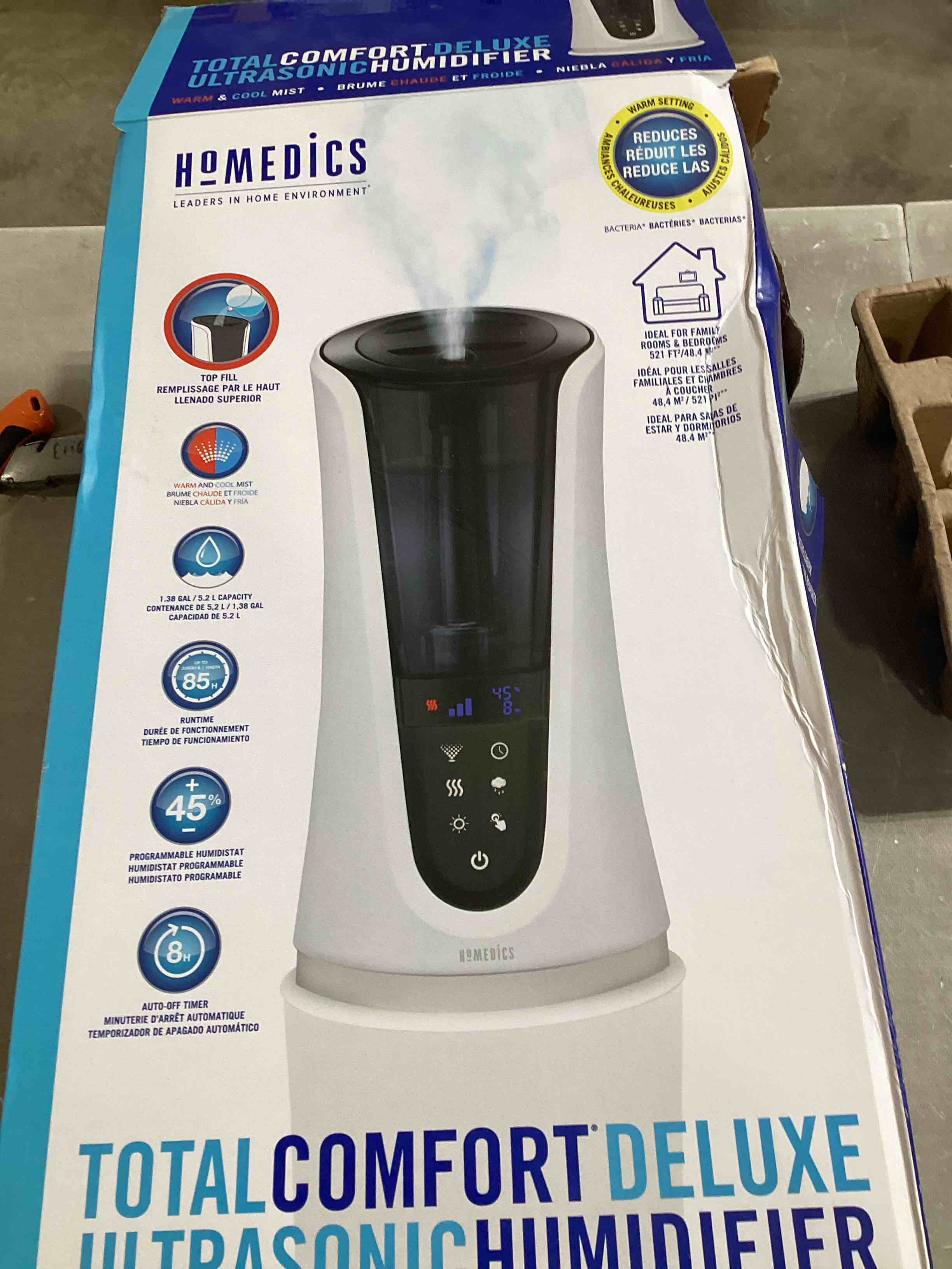 HoMedics - TotalComfort Deluxe 1.38 Gallon Top-Fill Ultrasonic Humidifier - White