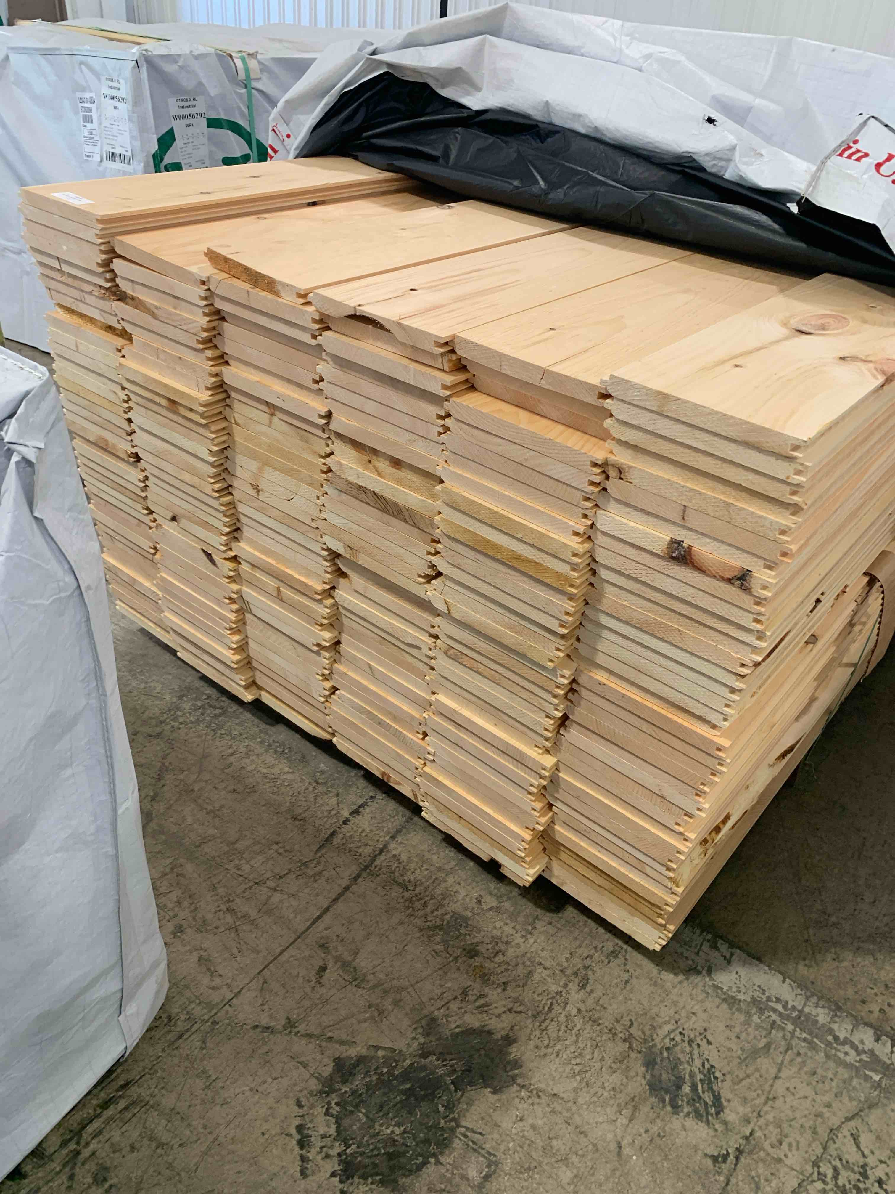 Eastern White Pine 1" x 8" x 16' Tongue and Groove Wall Paneling EWP/WP4 Pattern Outs Industrial