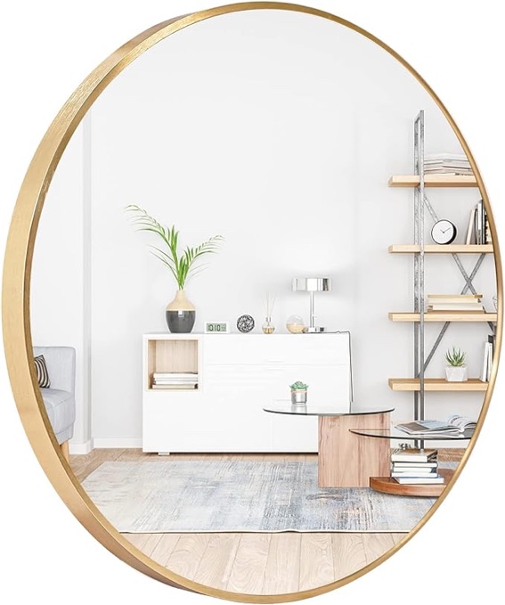 JenBelly 24 Inch Round Gold Mirror