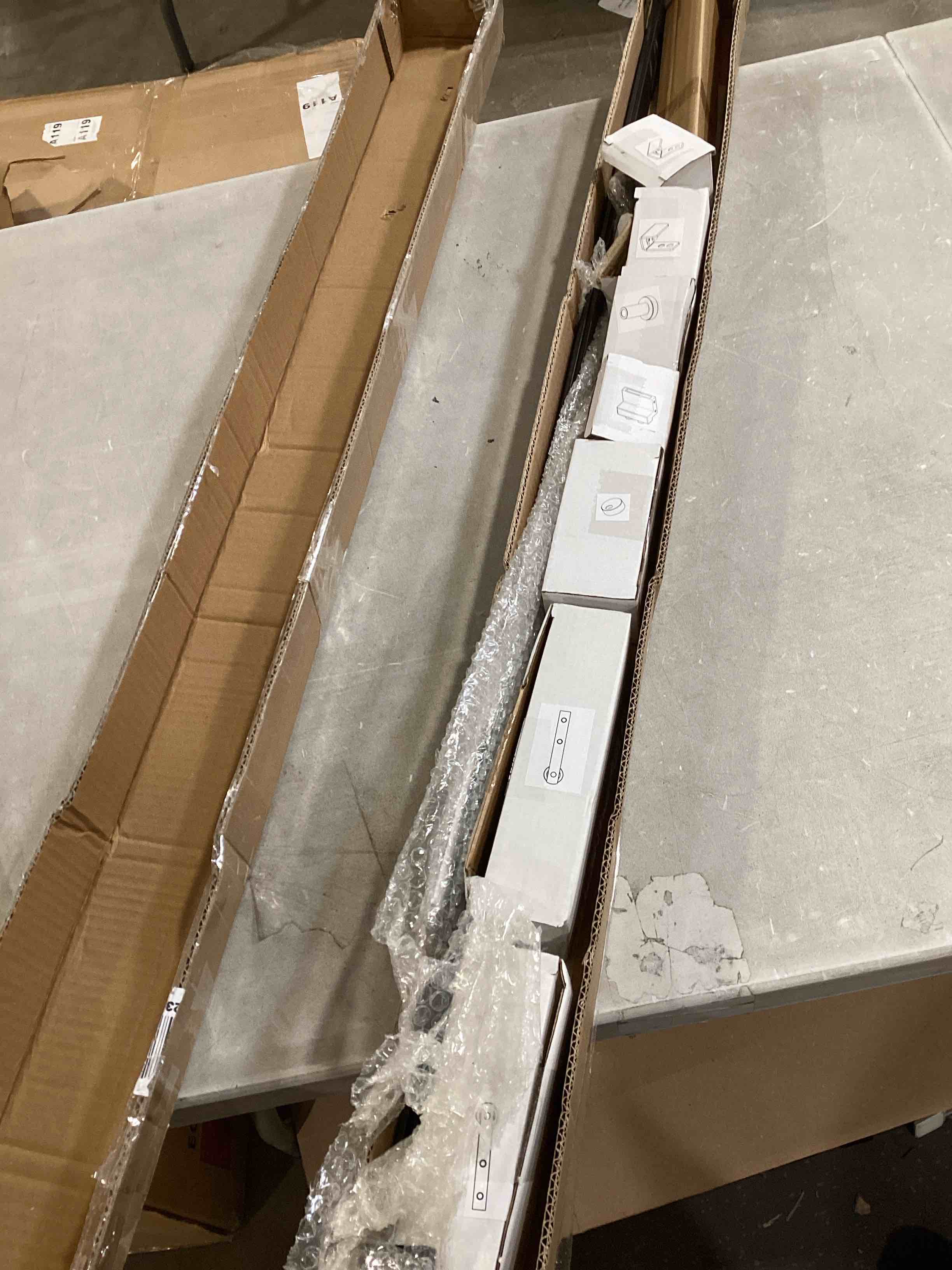 SMARTSTANDARD 6.6FT Mini Sliding Barn Door Hardware Kit for Double Opening Cabinet TV Stand Closet, Black, One-Piece Track Rail, Easy to Install Fit 26" Wide Single DoorPanel (NoCabinet) (J Shape)