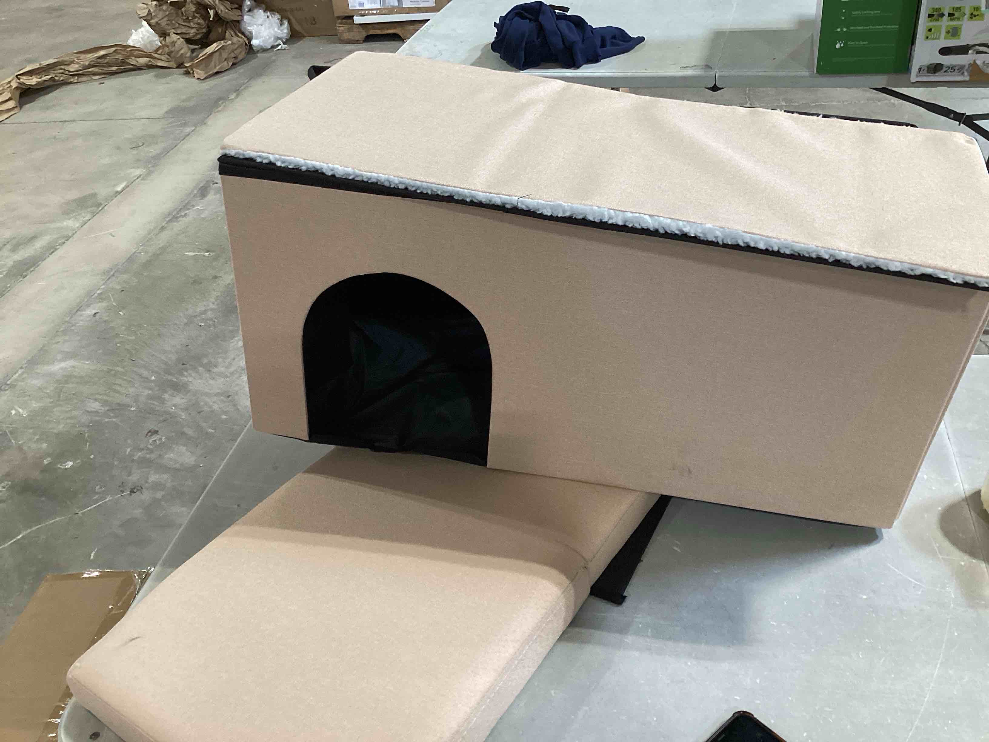 Cat Litter Box Enclosure Hidden Furniture Ottoman with Lid Dog Proof Cat Litter Box with Litter Mat and Odor Control Filter