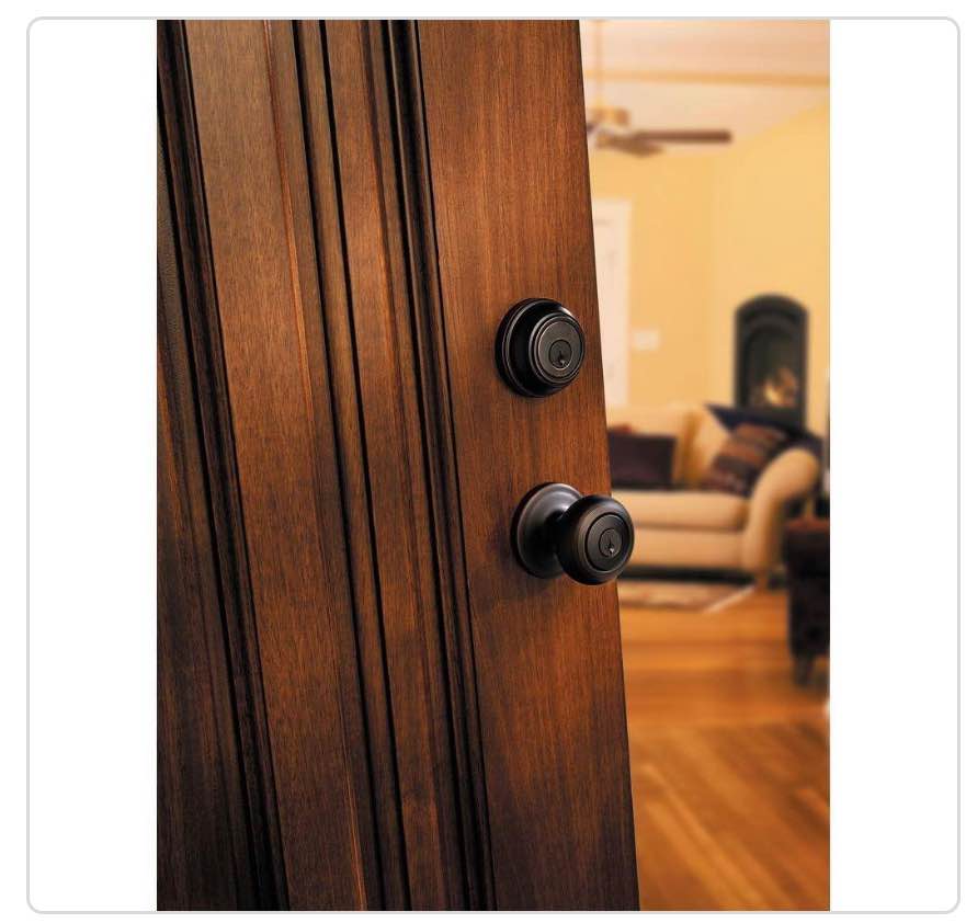 Juno Venetian Bronze Exterior Entry Door Knob and Single Cylinder Deadbolt Combo Pack Featuring SmartKey Security