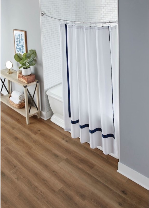 allen + roth 44-in to 72-in Chrome Fixed or Tension Single Curve Adjustable Shower Curtain Rod