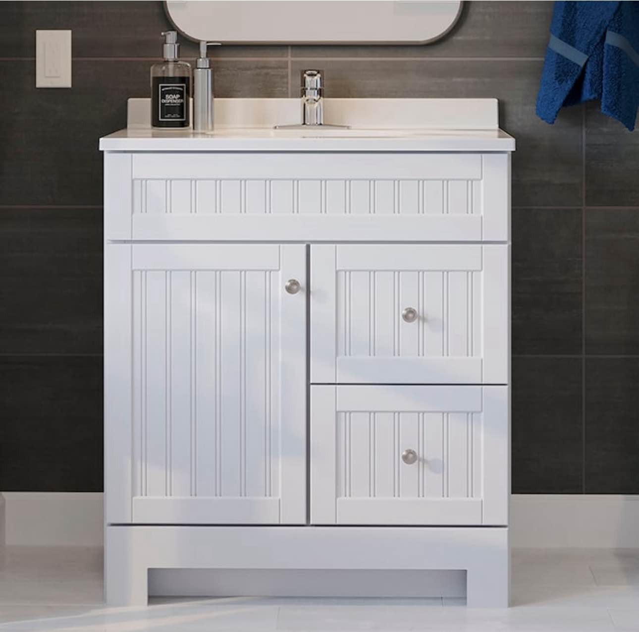 Style Selections Ellenbee 30-in White Single Sink Bathroom Vanity with White Cultured Marble Top I Aisle