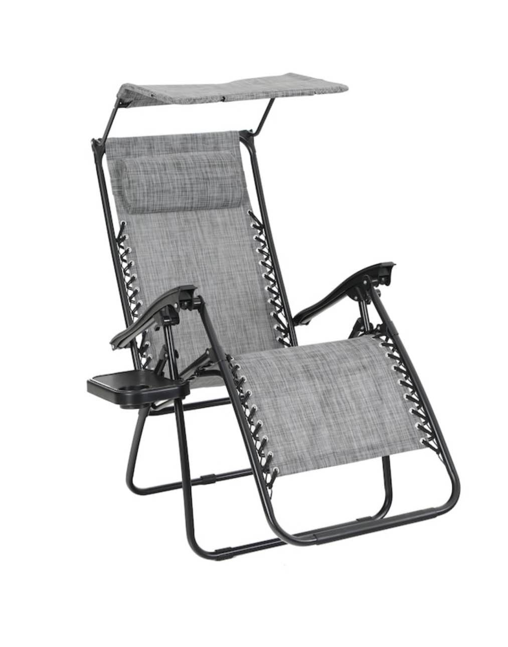 Style Selections Black Steel Frame Stationary Zero Gravity Chair with Gray Sling Seat