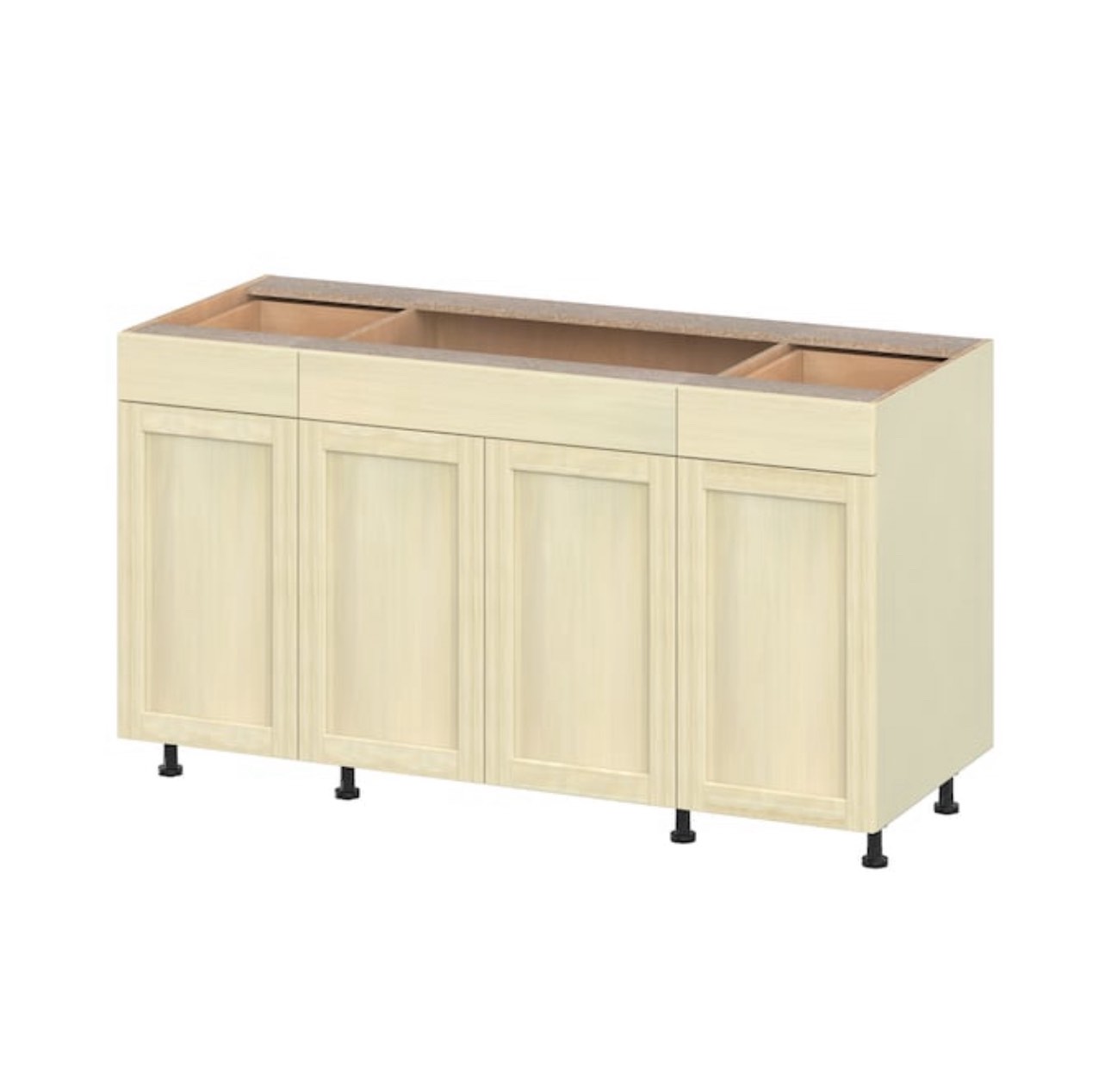 Project Source Omaha Unfinished 60-in W x 34.5-in H x 24.5-in D Unfinished Poplar Sink Base Ready To Assemble Cabinet