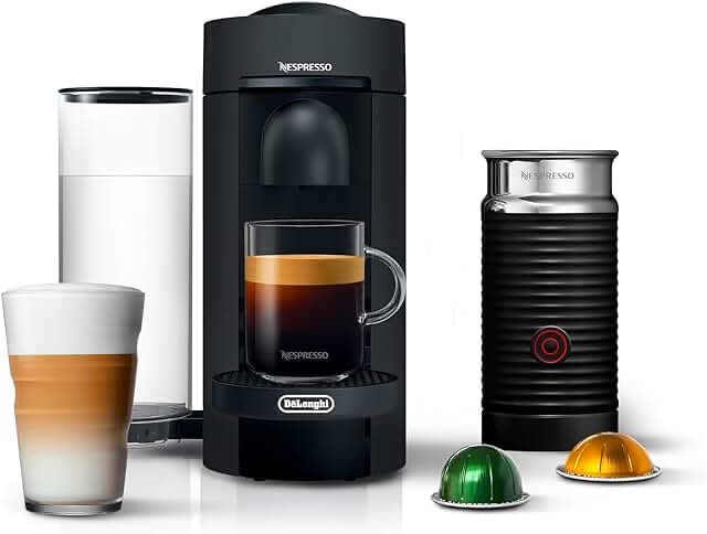 Nespresso VertuoPlus Deluxe Coffee and Espresso Machine by De'Longhi with Milk Frother, Titan,Gray