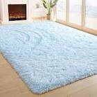 Merelax Soft Modern Indoor Shaggy Area Rug for Bedroom Livingroom Dorm Kids Room Home Decorative, Non-Slip Plush Fluffy Furry Fur Rugs Comfy Nursery Accent Floor Carpet 8x10 Feet, Light Navy