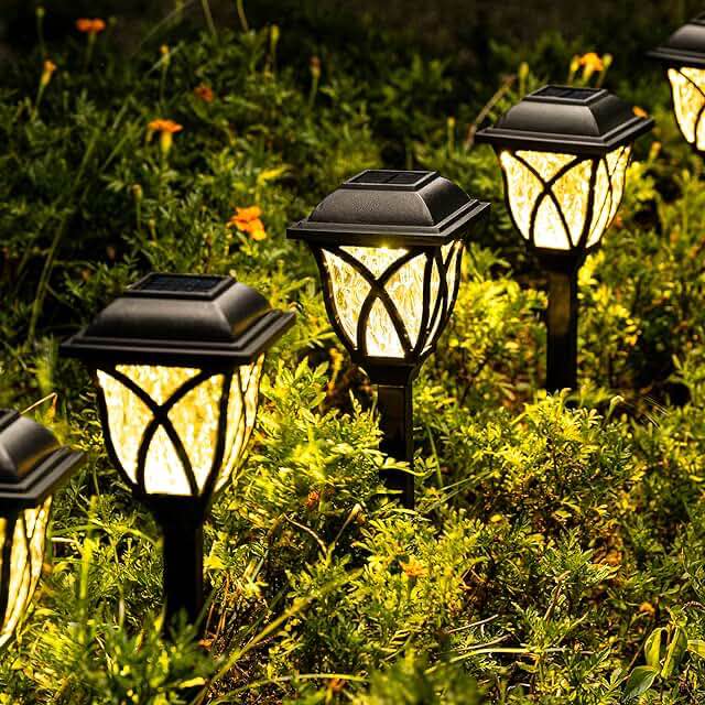 shumi Solar Outdoor Lights, 8Pack Solar Light with Flickering Flame, Solar Garden Lights Outdoor Waterproof, Solar Pathway Lights for Patio Yard Path Garden Landscape Umbrella Deck Decorations