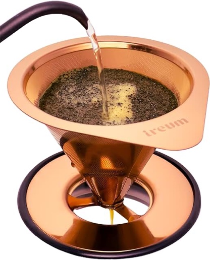 ireum Gourmet Pour Over Coffee Maker – Twill-Mesh, Paperless, Pour Over Drip Coffee Filter & Nonslip Silicone Base, 8oz.