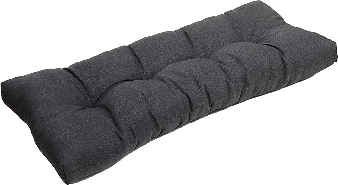 RACE LEAF Bench Cushion 42 x 18 x 3 Inch Black, Water Resistant Patio Lounger Bench Cushions with Ties, Sponge Support Loveseat Pads for Swing, Wicker, Garden Bench, Shoe Storage, Window, Piano