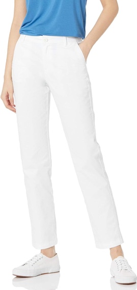 Amazon Essentials Women's Classic Straight-Fit Stretch Twill Chino Pant 12 Bright White