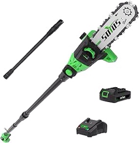 Cordless Pole Saw 8-Inch,15-Foot Max Reach Pole Saw for Tree Trimming, 16ft/s Speed, Auto Oiling, Multi-Angle Pole Chainsaw with 2.0Ah Battery & Charger