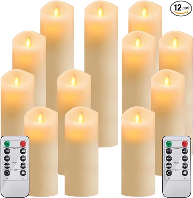 HOME & RELAX Ivory Flameless Candles with Remote,Candles Battery Operated,Flameless Candles with Timer,Fake Candles,Pack of 12(D:2.2" x H:5"),Battery Candles Flickering