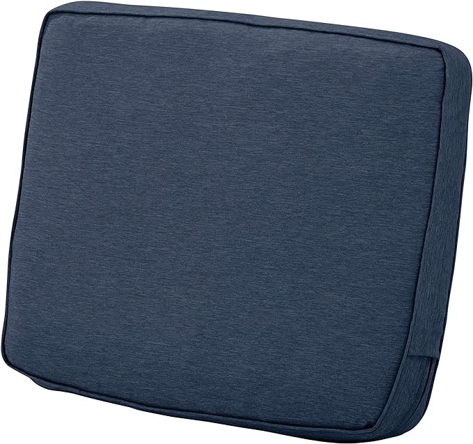 Classic Accessories Montlake Water-Resistant 21 x 22 x 4 Inch Patio Lounge Back Cushion, Heather Indigo Blue, outdoor loveseat cushions