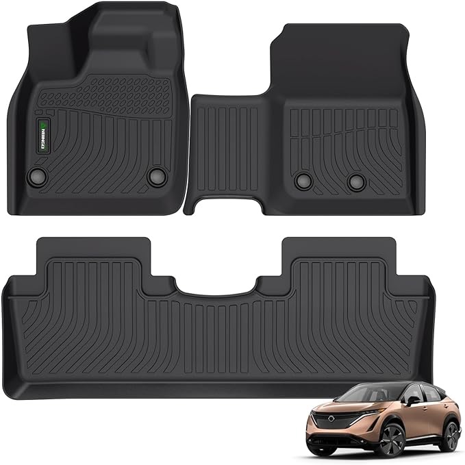 ANBINGO®-Floor Mats Custom Fit for Nissan Ariya 2023 2024 All Weather Protection TPE Heavy Duty Non-Slip Automotive Floor Liners Fits Front& 2nd Row Full Set Accessories(Black)