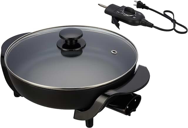 Mainstays 12" Round Nonstick Electric Skillet with Glass Cover, Black
