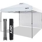 DIFY 10x10 Durable EZ Pop Up Canopy with 4 Removable Sidewalls, 4 Sandbags. Outdoor Canopy Tent with Roller Bag, Patio Outdoor Canopy for Commerce, Beach, Party.(White)