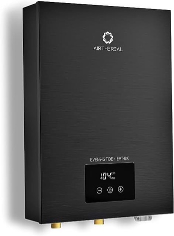 Airthereal Electric Tankless Water Heater 18kW, 240Volts - Endless On-Demand Hot Water - Self Modulates to Save Energy Use - Small Enough to Install Anywhere - for 2 Showers, Evening Tide series