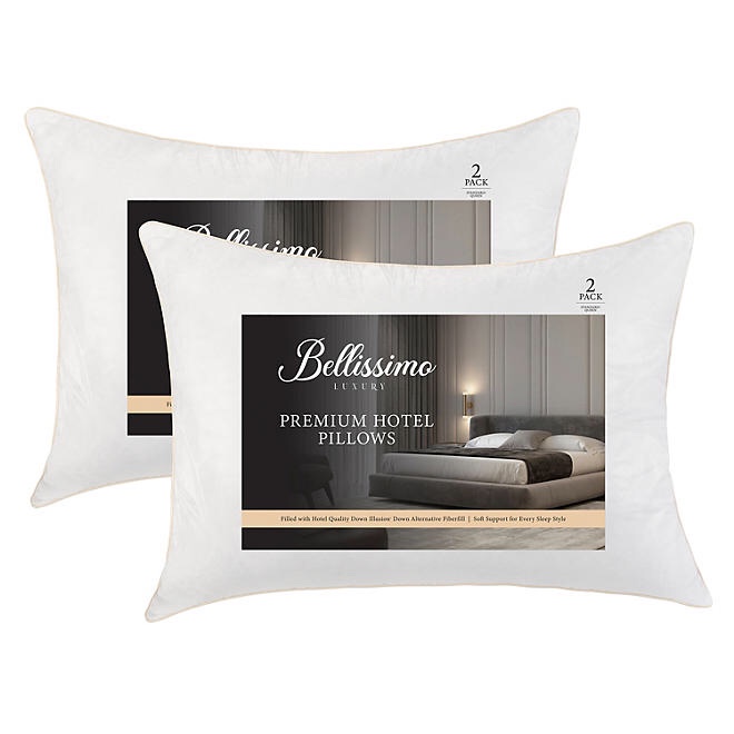 Bellissimo Premium Luxury Hotel Bed Pillow, 2 Pack