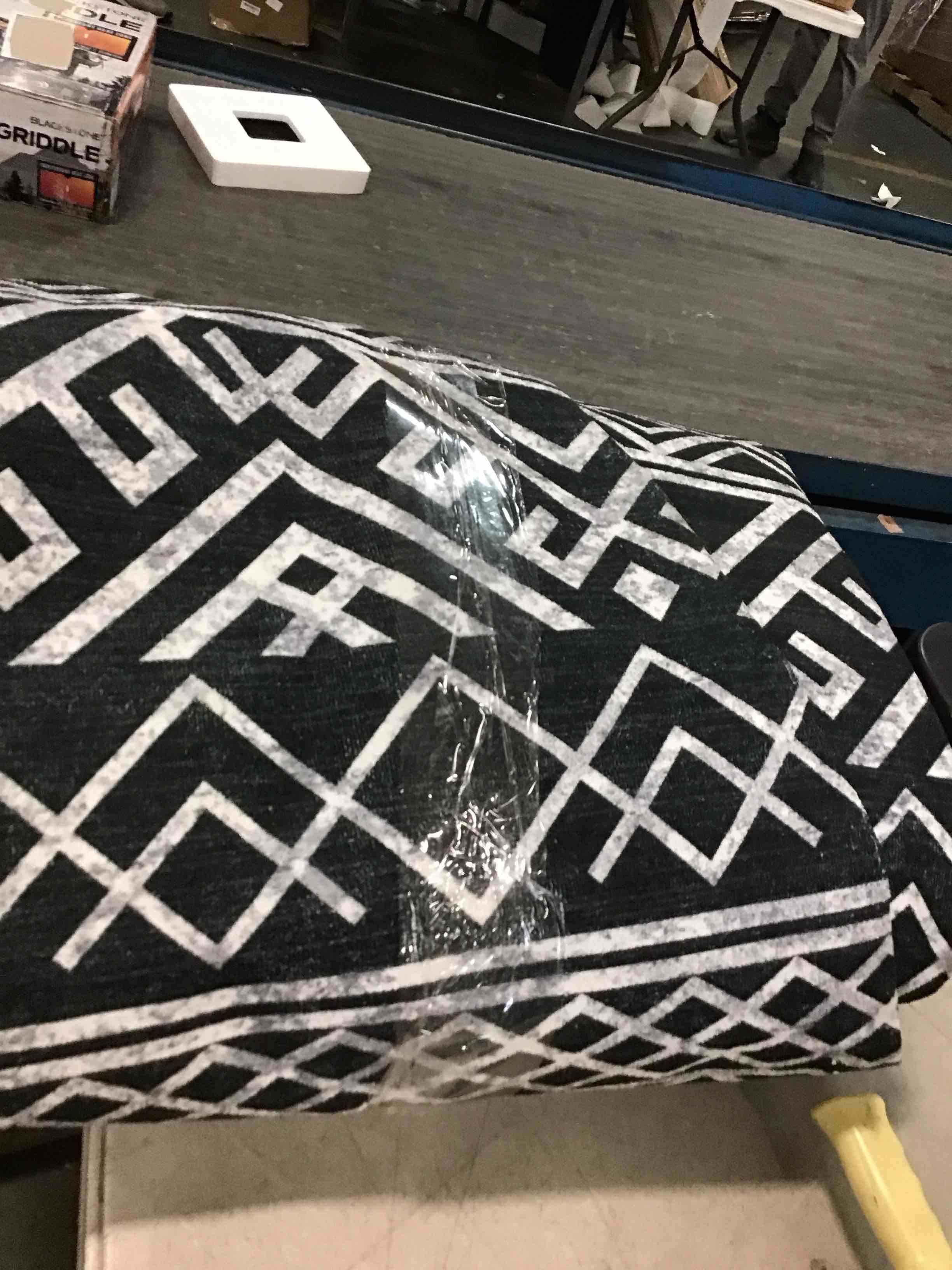 Outdoor Rug Carpet 9x12 Waterproof Mat Reversible Patio Rug RV Camping Rug Geometric Rug for Porch, Deck, Backyard, Camper, Balcony, Picnic, Black&White