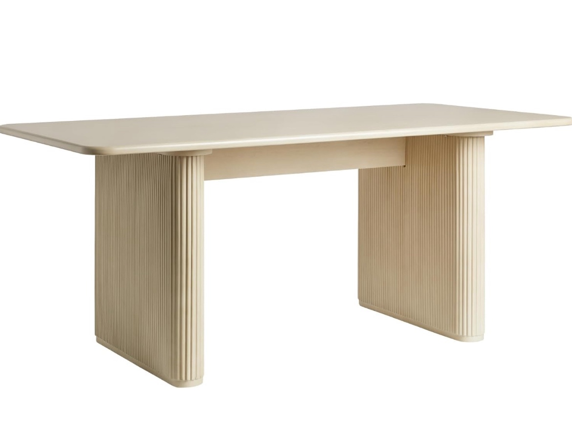 Walker Edison Modern Vertical Reeded Plinth-Base Dining Table, 68 Inch, Birch