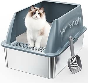 14-inch stainless steel litter box for cats
