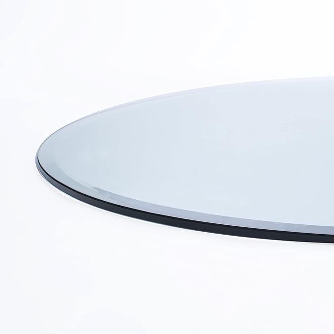 20" Inch Round 1/2" Thick Clear Glass Table Top with beveled Edge and Tempered Glass, Replacement Glass Table Top, Great for dining tables, end tables, and outdoor patio table tops or table protector.