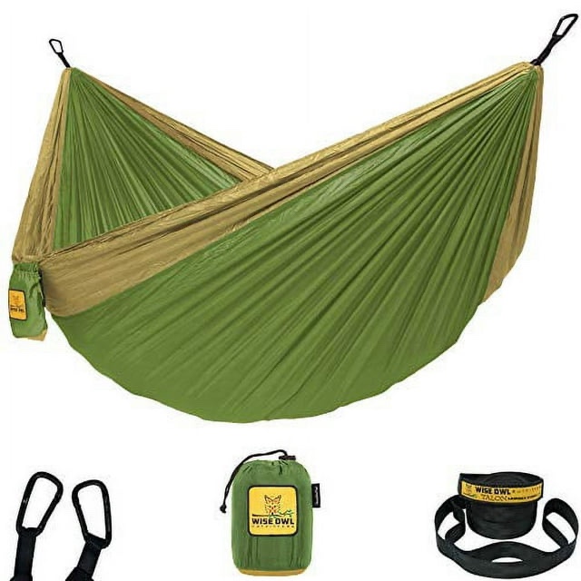 Wise Owl Outfitters Camping Hammock - Camping Essentials, Portable Hammock w/Tree Straps, Single or Double Hammock for Outside, Hiking, and Travel