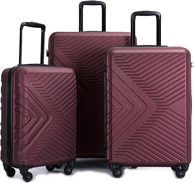 Luggage Sets, Expandable Hardside Suitcases 24in/28in, Carry on 20in,3 Piece Set Travel Luggages Clearance with Double Spinner Wheels TSA Lock Lightweight (Red-65)