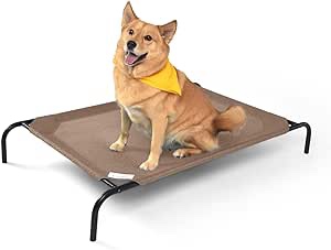 Coolaroo The Original Cooling Elevated Dog Bed, Indoor and Outdoor, Large, Nutmeg