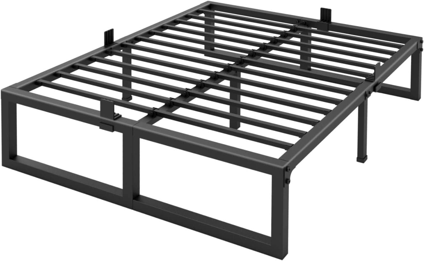 King Bed Frame, 14 Inch High 3500 lbs Metal Platform, Mattress Foundation with Steel Slat Support/No Box Spring Needed/Noise Free/Non-Slip/Easy Assembly