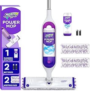 Swiffer PowerMop Multi-Surface Mop Kit for Floor Cleaning, Fresh Scent, Mopping Kit includes PowerMop, 2 Mopping Pad Refills, 1 Floor Cleaning Solution with Fresh Scent and 2 batteries