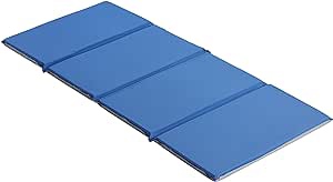 ECR4Kids Everyday Folding Rest Mat, 4-Section, 1in, Sleeping Pad, Blue/Grey