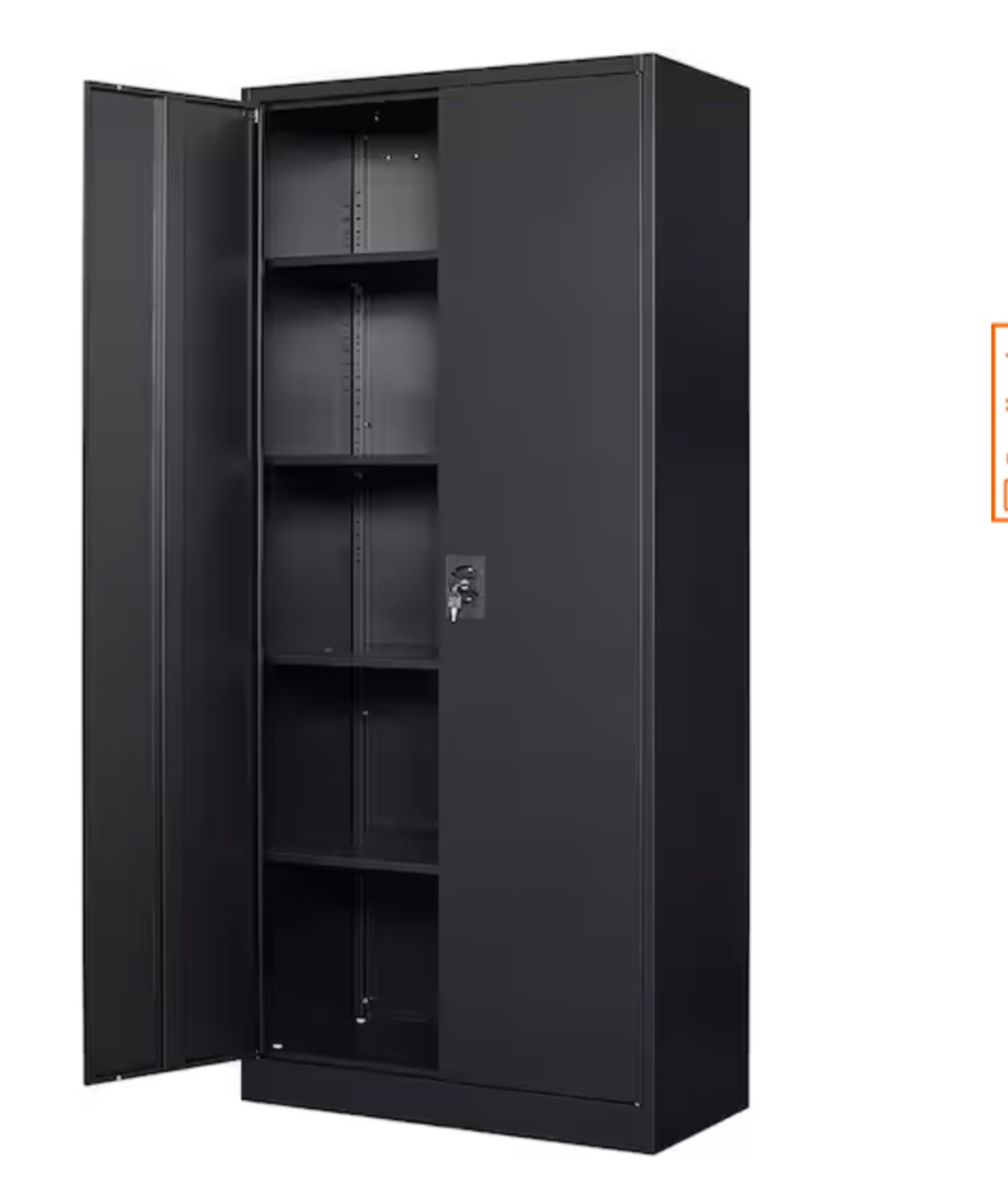 Metal Garage Storage Cabinet Black Cabinet 5 Tier Shelves with Doors