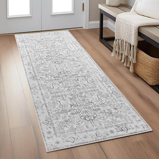 JINCHAN Kitchen Runner Rug 2x5 - Bohemian Hallway Rug Washable Rug Floral Runner Non Slip with Rubber Backing Ultra