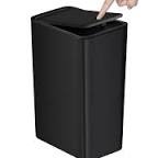 ITCPRL Bathroom Trash Can with Lid, 2 Pack 4 Gallons/15 Liters Garbage Can with Pop-Up Lid, Small Plastic Trash Can, Slim Trash Bin Waste Basket for Bathroom, Bedroom, Office, Living Room(Black)
