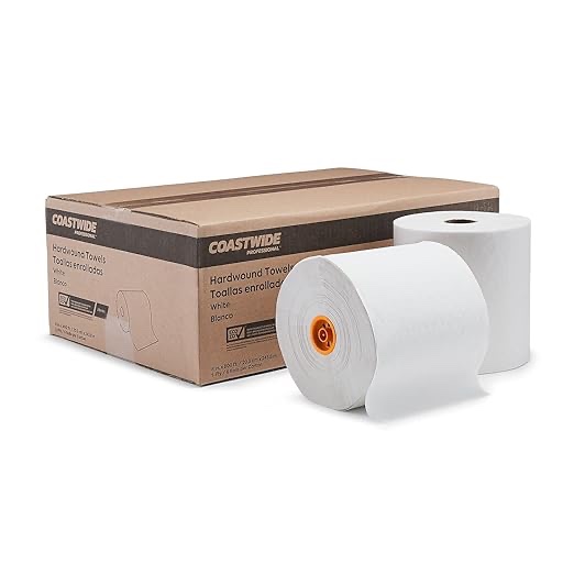 rolls 37 Coastwide Professional Cwjht-Wht Hardwound Paper Towels, 1-Ply, 800 Ft./Roll