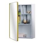 Fundin Stainless Steel Medicine Mirror Cabinet for Bathroom with Golden Framed Door, Multi Shelves, 15x21 inch
