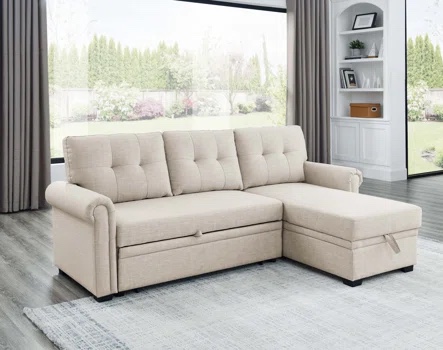 (Incomplete 2/3 Box) Rossignol 86" Rolled Arm Sofa Bed