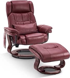 MCombo Swivel Recliners with Ottoman, Vibration Massage TV Chairs with Side Pocket, Faux Leather Ergonomic Lounge Chair for Living Room Bedroom  (incomplete missing armrests and backrest)